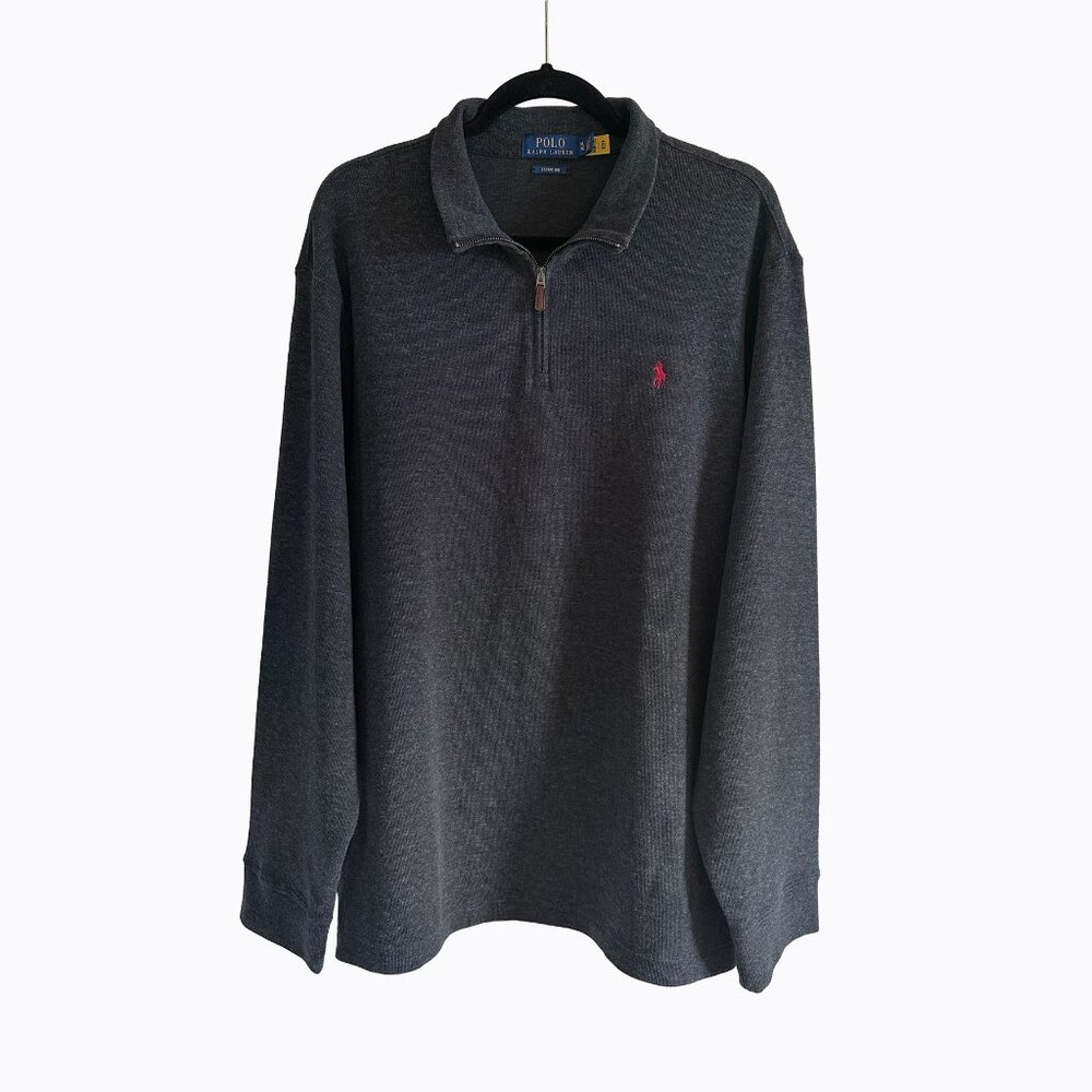 Polo Ralph Lauren Quarter-Zip Pullover XL Estate-Rib Charcoal Preppy Authentic